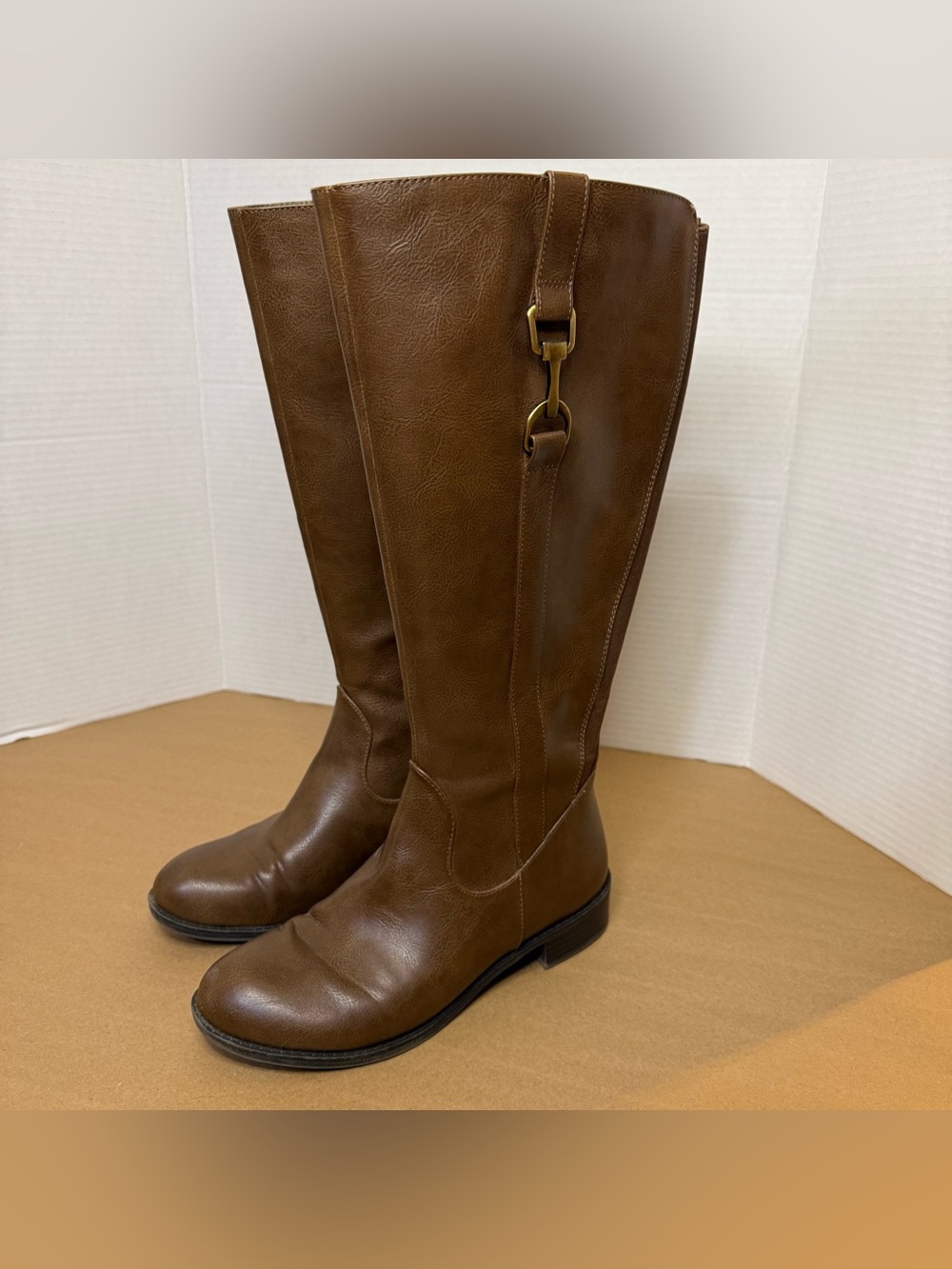 Life Stride Brown Knee-High Riding Boots with Buckle